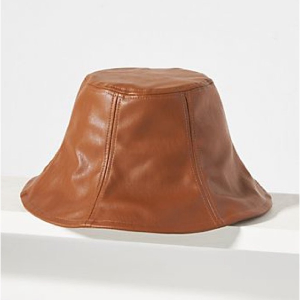 Anthropologie Vegan Leather Bucket Hat
